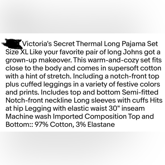 🩷Victoria’s Secret Thermal Long PJ Set in Baby Pink NWOT Jogger Pant Size XL🩷 - Picture 10 of 10